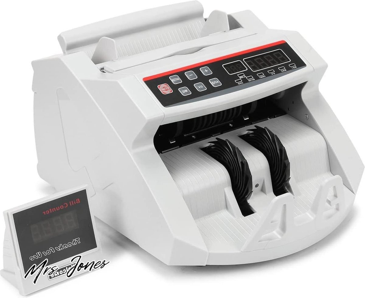 Mrs. Jones Professionele bankbiljettenteller led-indicatoren valsgelddetector op tempo van saldi .