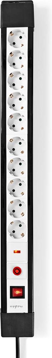 Nedis Stekkerdoos – 10-voudig – 3 m – Randaarde – 3680W – Type F – Wit