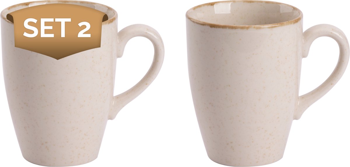 Palmer - Antigo - Beker - Mok - 2 stuks - 30 cl - Crème - Porselein - Koffiekopjes