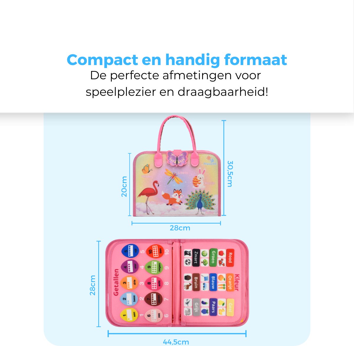 Mauzek® Busy Board Fantasie - Nederlands - Montessori speelgoed - Activiteitenboek - Busy Book - Sensorisch speelgoed - Educatief speelgoed - Meisjes - Peuter Speelgoed - Voor in de auto - Voor onderweg - 3 jaar - 4 jaar - 5 jaar - 6 jaar — afbeelding 5