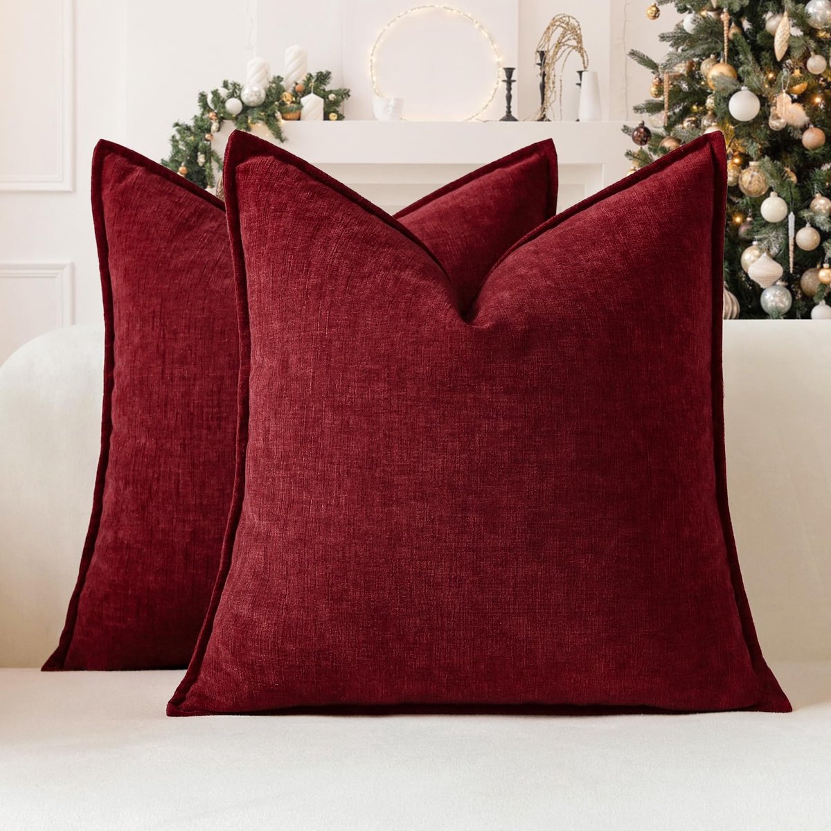La'Moussawi ® Kleurrijke en Zachte Chenille Kussenhoezen Set van 2 voor Stijlvolle Interieurs