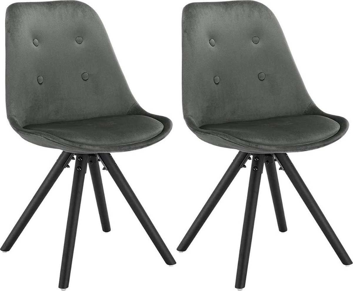 Bezoekersstoel Vivi - Eetkamerstoel - Donkergrijs Velvet - Houten poten - Set van 2 - Zith