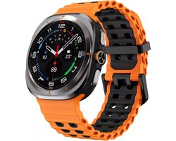 Strap-it Sport siliconen Wave bandje - geschikt voor de Samsung Galaxy Watch Ultra 2 (2026) / Ultra (2024/2025) - oranje/zwart