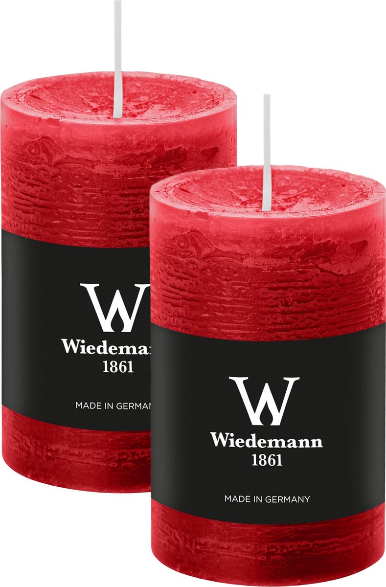Wiedemann Cilinderkaars/stompkaars - 2x - rustieke kaars - rood - 6 x 9 cm - 30 branduren Amethist paars