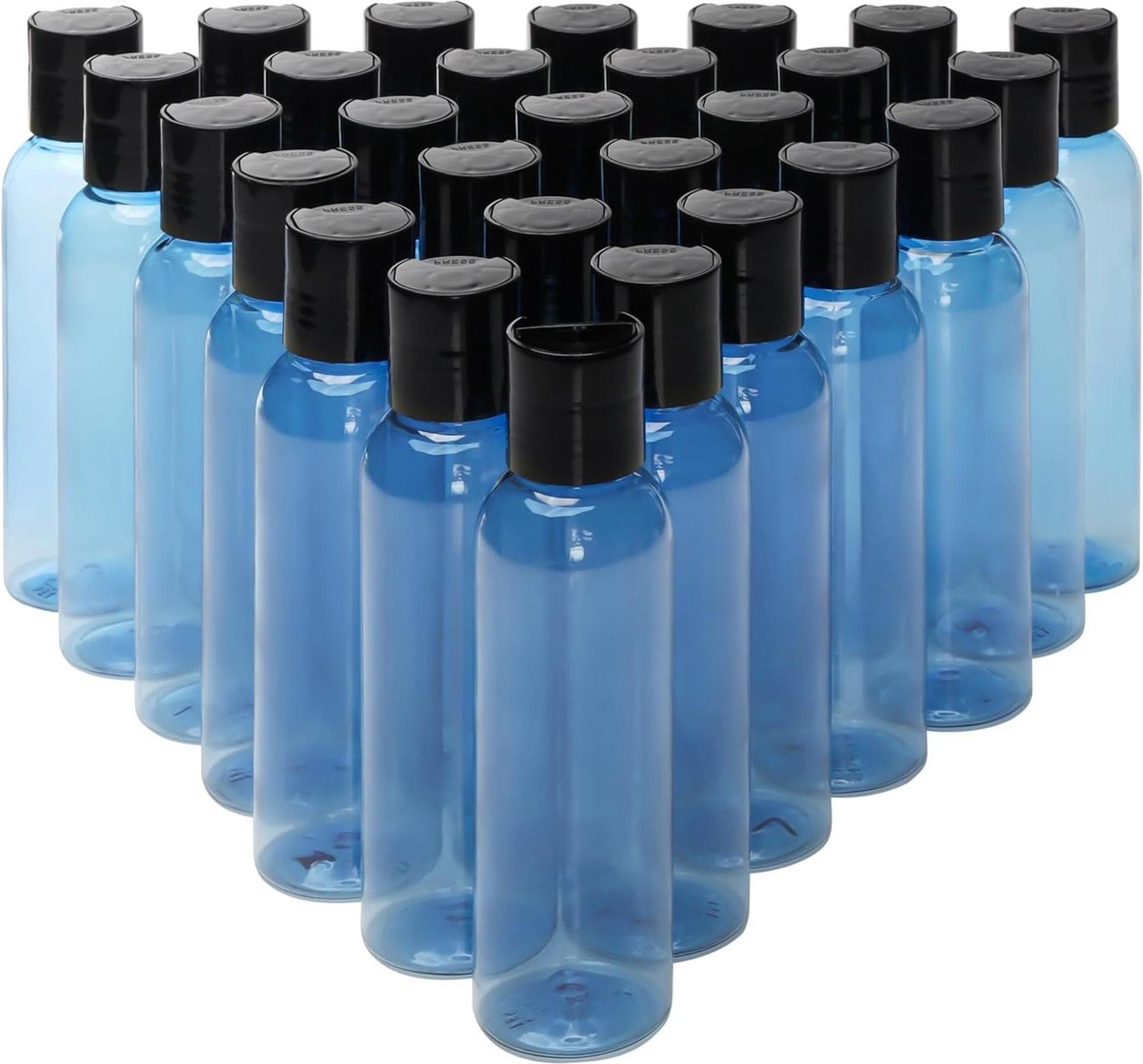 Image of 30 Pak Blauwe Plastic Knijpflessen - 120 ml - Navulbare Reisflessen - Cosmetica Lotion Shampoo Vloeibare Zeep Crèmes .