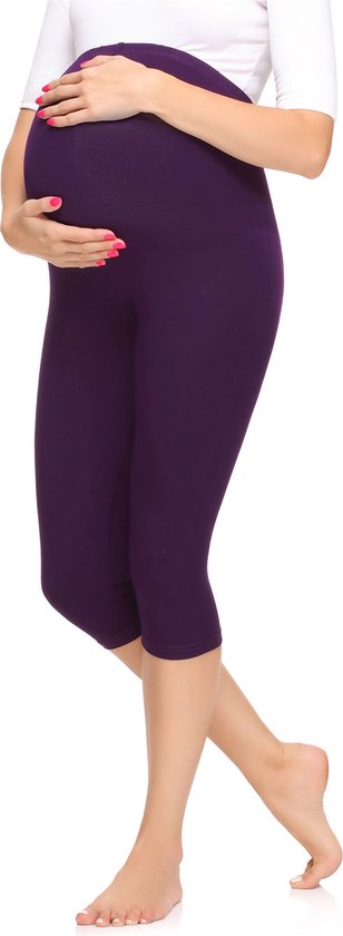 Merry Style Dames Leggings - Zwangerschapskleding - Capri - Viscose - MS-MS10-298-LE - Pruim - L
