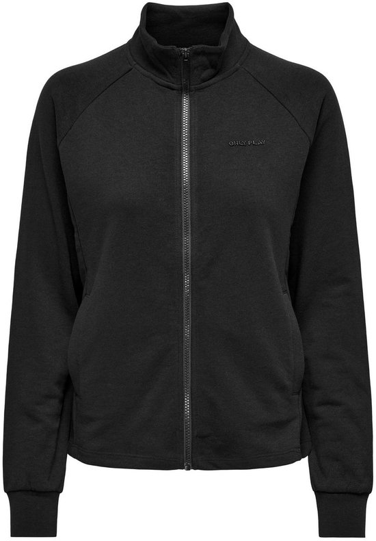 Zwart Only Play vest met rits, hoge kraag en steekzakken.
