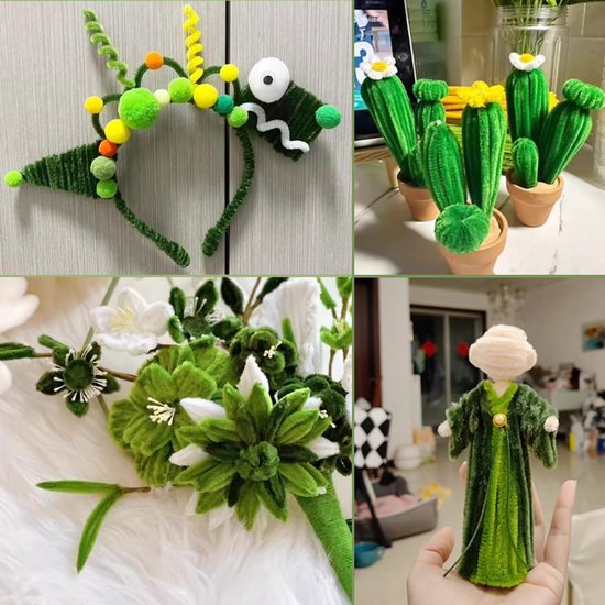 LLMtn 400 Pièces 300 Fil Chenille 30cm, 100 Yeux Branlants