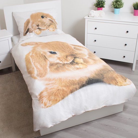 Animal Pictures Dekbedovertrek Konijn - 140 x 200 cm + 70 x 90 cm - Katoen van Animal Pictures — afbeelding 2