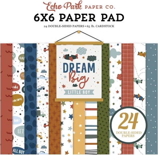 Echo Park - Bloc de papier Dream Big Little Boy 6x6 pouces (DBB304023)