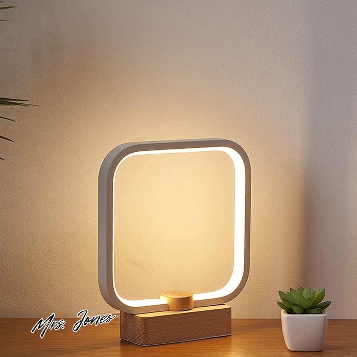Mrs. Jones Houten Tafellamp - 3-kleuren Temperatuur - Nachtlampje Slaapkamer - Dimbare Led Verlichting Kleine Tafellampen - Woonkamer KantoorCreatieve Woondecoratie - Uniek Huis .