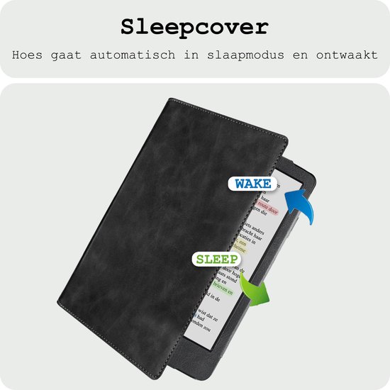 Hoes Geschikt voor Kobo Clara Colour Leren Hoesje Bookcase Cover Hoes Met Screenprotector - Hoesje Geschikt voor Kobo Clara Colour Hoes Cover Case Leer - Zwart van Merkloos — afbeelding 3