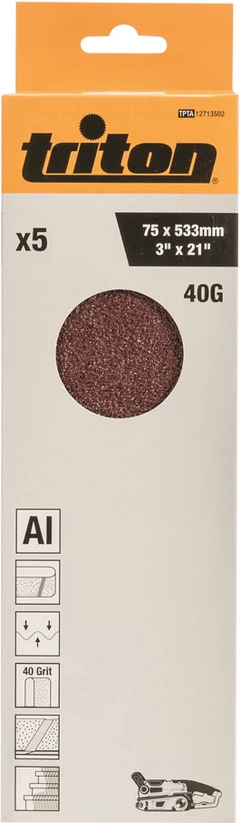 Triton Schuurband - 75 x 533 mm - Korrel 40 - Heavy-Duty - 5 stuks
