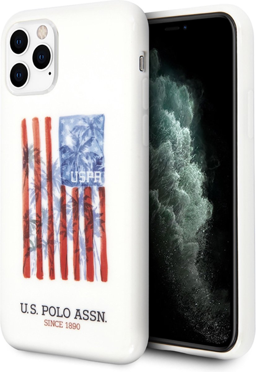 U.S. POLO ASSN., Hoesje geschikt voor Apple iPhone 11 Pro - American Flag TPU, Wit