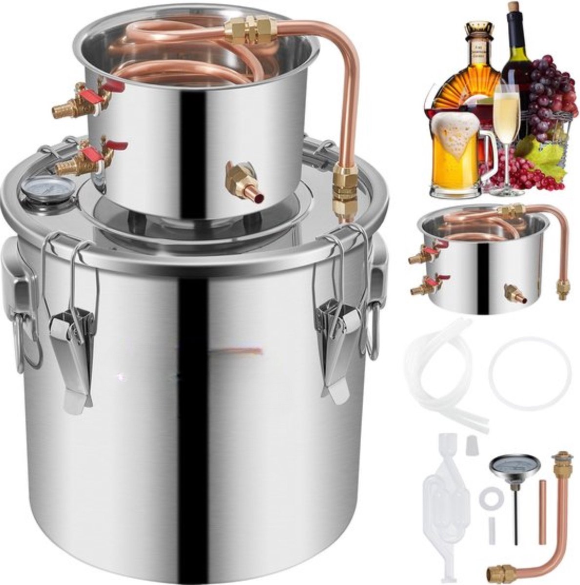Destilleer apparaat - 20 liter - destilleer ketel - alcohol - etherische olie - bierbrouwen