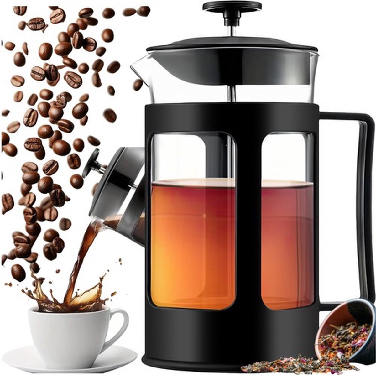 Koffiemaker French Press 1000ML Zwart - Koffie / Thee maker 1 Liter