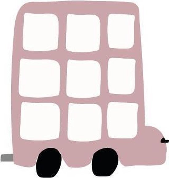 Bus muursticker oud roze