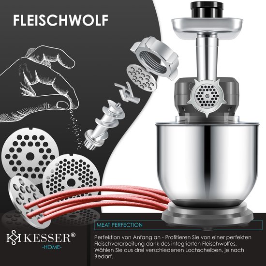 KESSER® Keukenmachine K-KM 3000 3in1 met Vleesmolen & Sapcentrifuge - Anthraciet — afbeelding 5