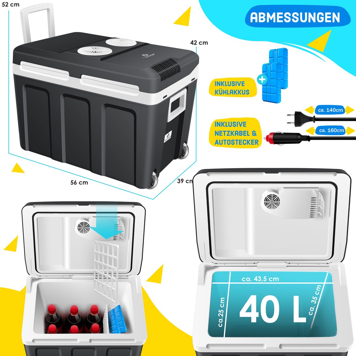 Kesser 40L Thermo Elektrische Koelbox met wielen | v Kesser 40L Thermo Elektrische Koelbox met wielen | v