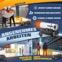 Wit diesel heteluchtkanon op wielen, voor bouwplaatsen, werkplaatsen en magazijnen.