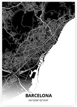 Barcelona plattegrond - A2 poster - Zwarte stijl