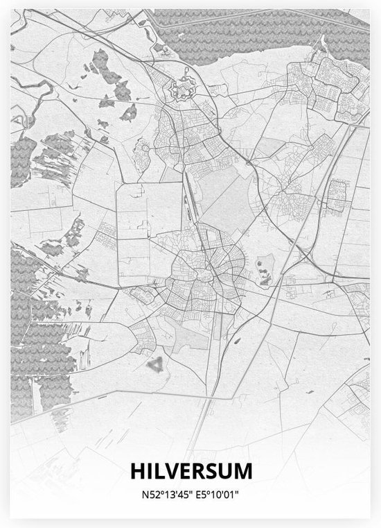 Hilversum plattegrond - A4 poster - Tekening stijl