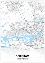 Schiedam plattegrond - A2 poster - Zwart blauwe stijl