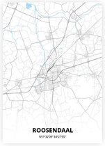 Roosendaal plattegrond - A4 poster - Zwart blauwe stijl