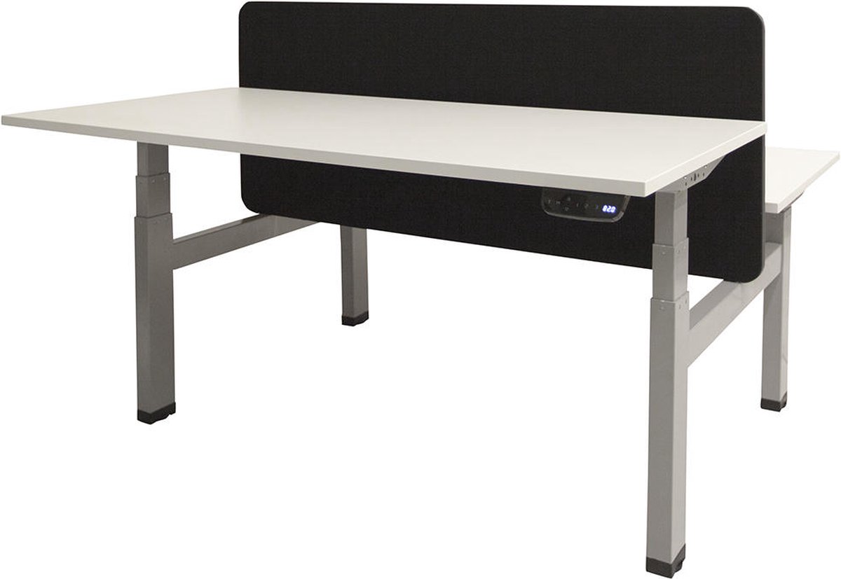 Dextro plus duo zit/sta 160x80cm, electrisch hoogte verstelbare werkplek, H-poot frame. Frame kleur zwart (RAL9005) en blad Honey Castello