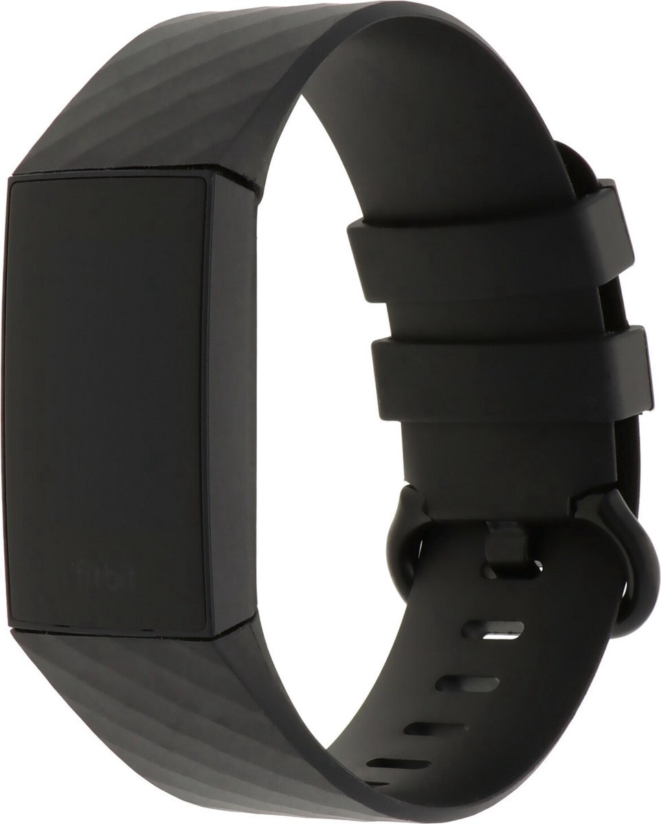 New Age Devi - Bandje geschikt voor Fitbit Charge 3 sport wafel band - zwart - ML