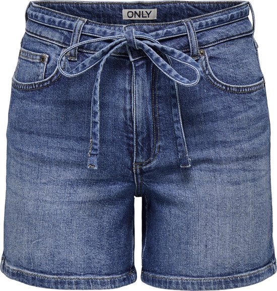 Only Broek Onlgianna Mw Belted Shorts Azg Dnm 15340706 Medium Blue Denim Dames Maat - M