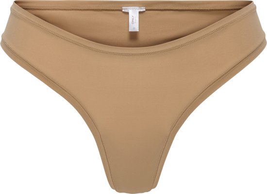 Een lichtbruine tailleslip met een gladde afwerking en 'ONLY' label.