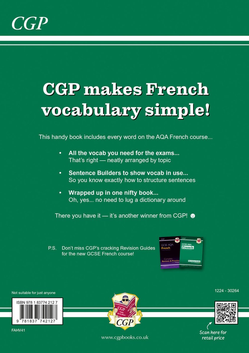 CGP AQA GCSE French- New GCSE French AQA Vocabulary Book (for exams ...