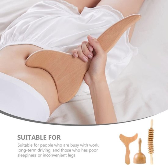 3-in-1 Houttherapie Massage Apparaat - Ontspannende Maderotherapie Set met Gua Sha Roller en Touwmassage Tool — afbeelding 4