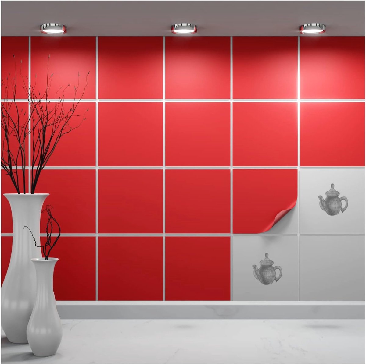 Zelfklevende Tegelstickers 14.5 x 14.5 cm voor Badkamer en Keuken - Decoratieve Kleeftegels Mat Rood - 20 Stuks