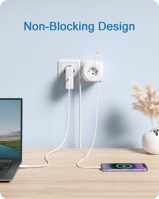 8 In 1 USB Aansluitblok met Stekkerdozen, USB-Oplader en Type-C Poort - Perfect voor Kantoor, Keuken en Woonkamer van Lencent — afbeelding 3