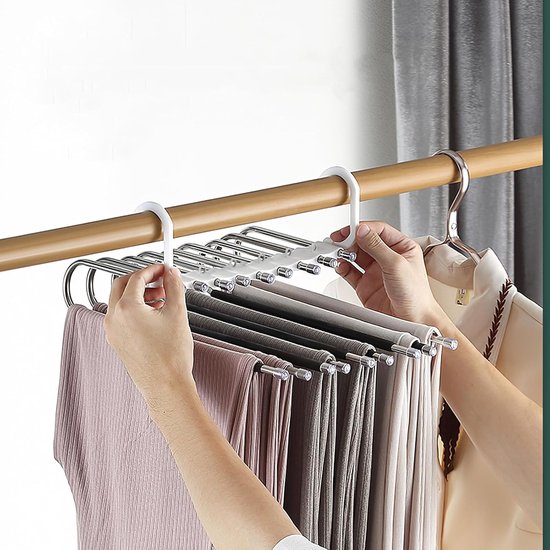 Set van 2 hangers van natuurlijk hout, 360° draaibaar, 24 opvouwbare haken, ruimtebesparende kastorganizer voor tanktops, bh's, hemdjes