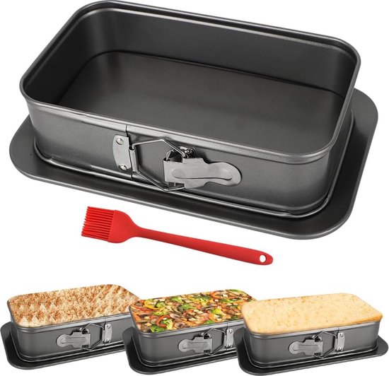 Springvorm DELUXE Rechthoekige Bakvorm Met Geëmailleerde Vlakke Bodem Zwart Metallic 7021 Lasagne Lekbescherming 1 Stuk