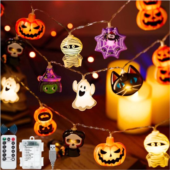 Halloweendecoraties voor binnen - Set van 3 primitieve Halloween-spoken op een houten