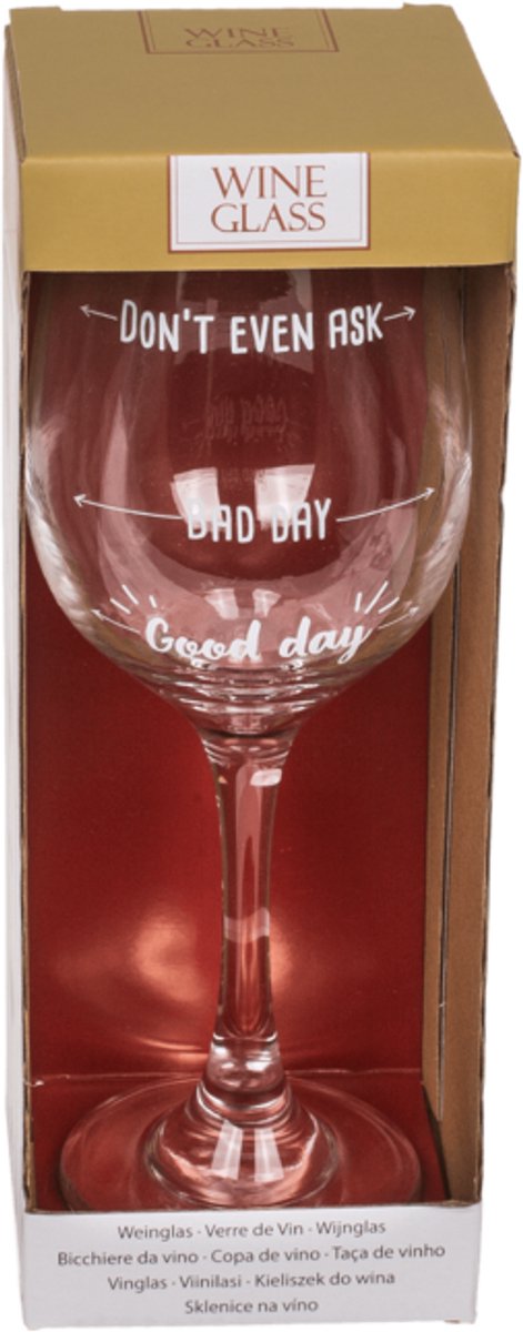 Good Day Bad Day Wijnglas - wijncadeau - wijnpresentje - wijnliefhebber - Grappig Wijnglas
