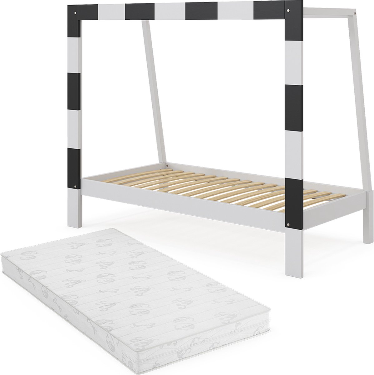 Vitalispa Voetbaldoel Kinderbed – 80x160 cm met matras Wit
