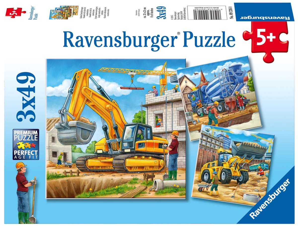 Ravensburger puzzel Grote bouwvoertuigen - 3x49 stukjes - kinderpuzzel — afbeelding 7