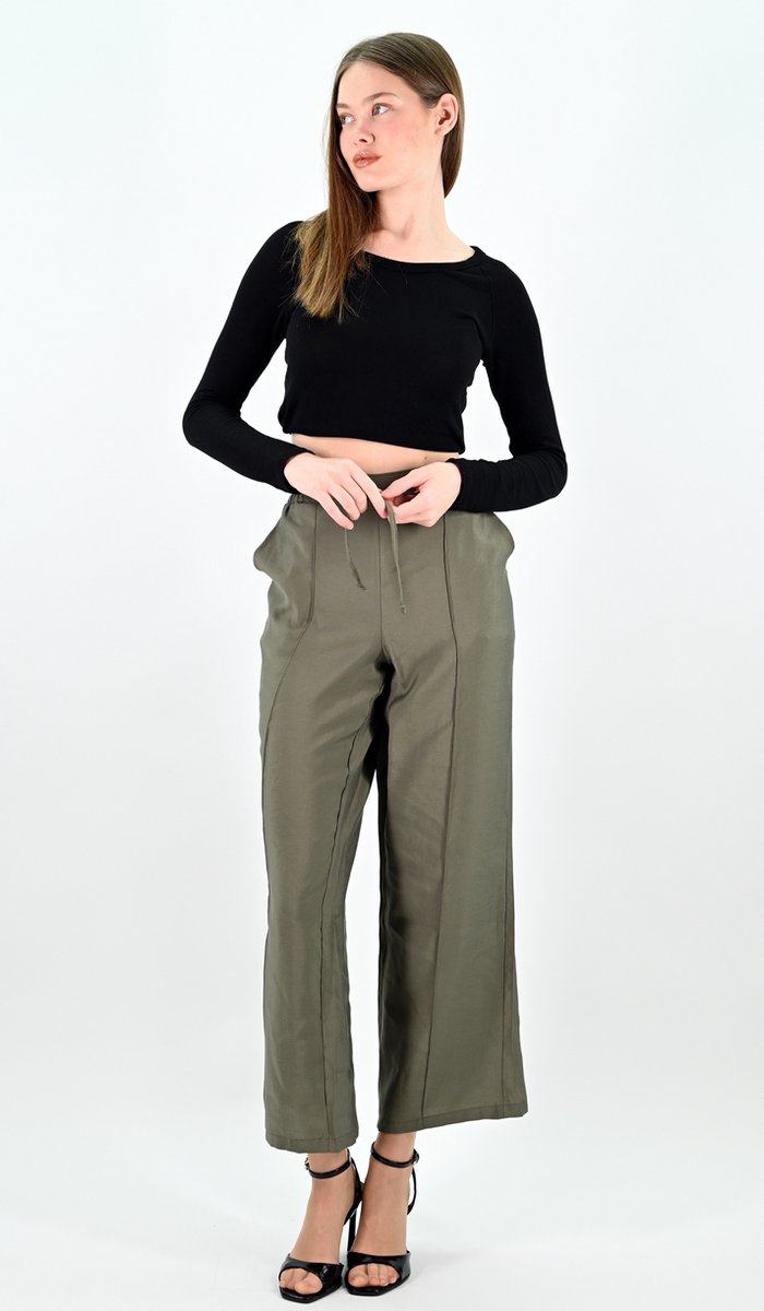 YesMooi - Wide Leg Culotte Broek - Khaki - S (36) - Pantalon Dames Luchtige Broek