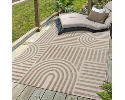 Berlin Outdoor - Japandi - Beige - Vloerkleed Binnen en Buiten - Laagpolig Tapijt Tuin- 160x230 CM