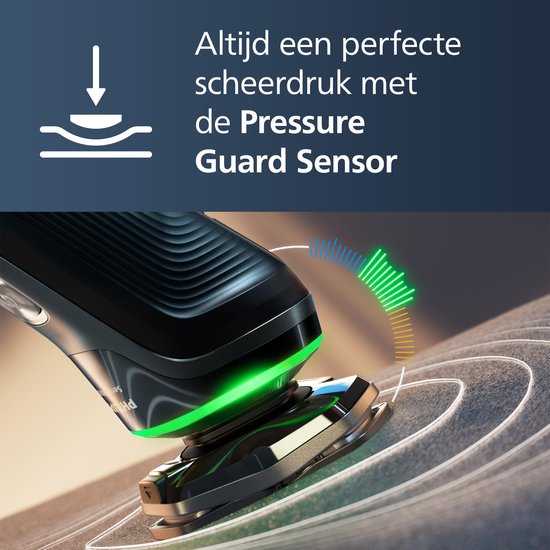 Rasoir Philips Series 9000 avec le capteur Pressure Guard. "Toujours une pression de rasage parfaite."