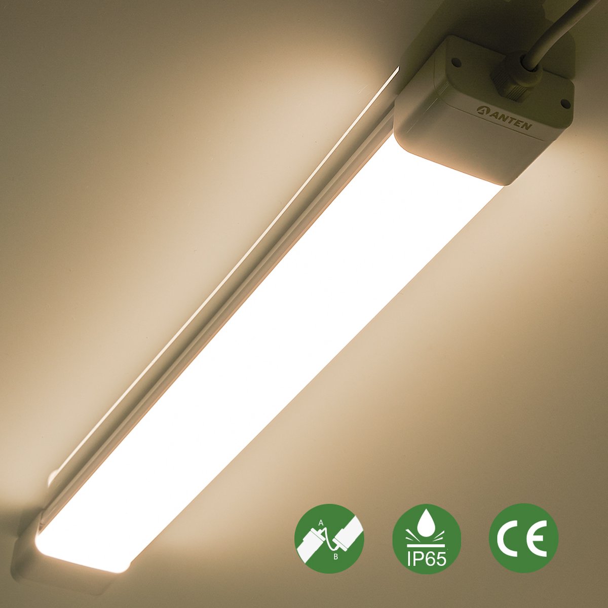 ANTENLICHT - LED Batten 150 cm 45W 4000K 4500lm - Warm wit - LED TL Armatuur - Voor werkplaats, schuur en als onderbouwverlichting