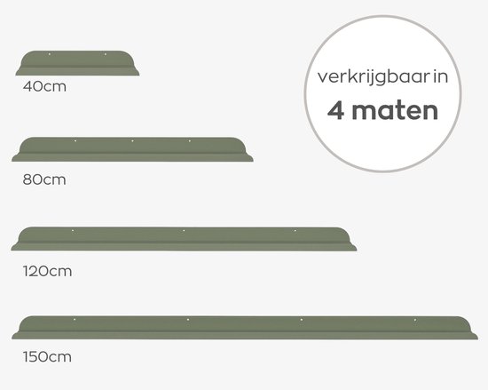 Hoya living - Fotolijstplank Lima - metaal - 80cm - Kleur Salie groen