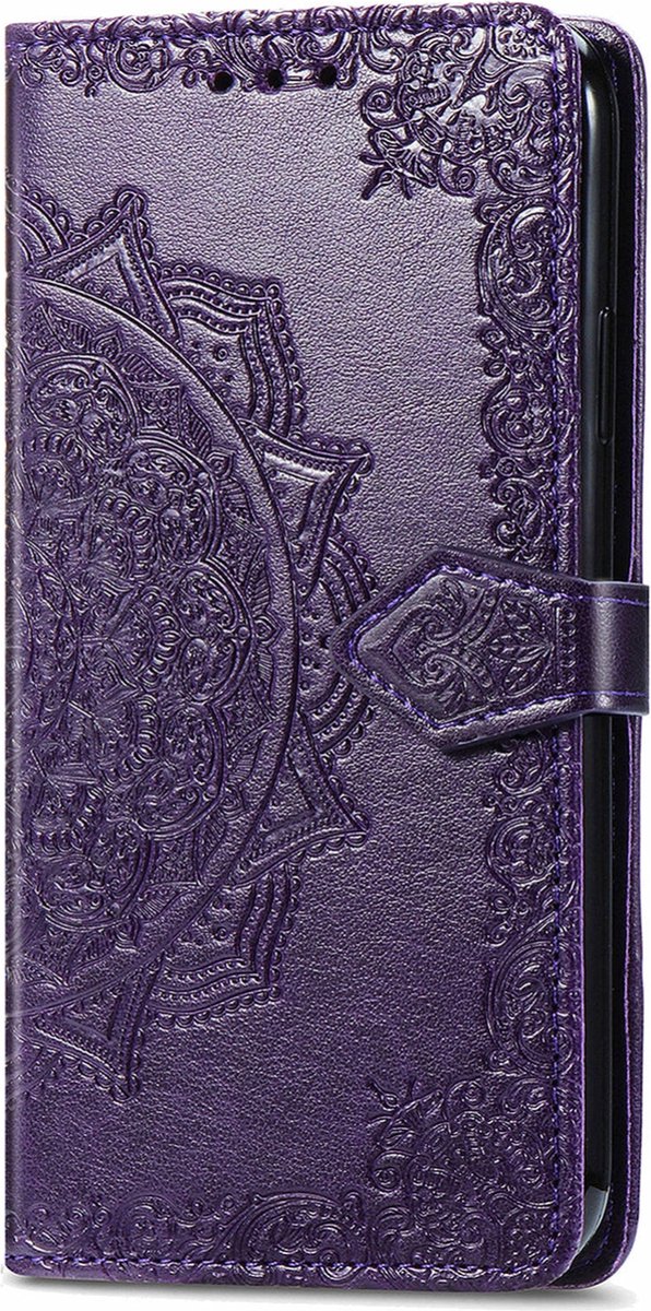Mobigear Telefoonhoesje geschikt voor Samsung Galaxy A16 Hoesje | Mobigear Mandala Bookcase Portemonnee | Pasjeshouder voor 3 Pasjes | Telefoonhoesje voor Pinpas / OV Kaart / Rijbewijs - Paars