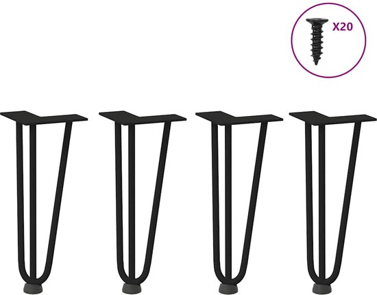 4 stuks SOTECH hairpin-tafelpoten, staal massief, industrial look