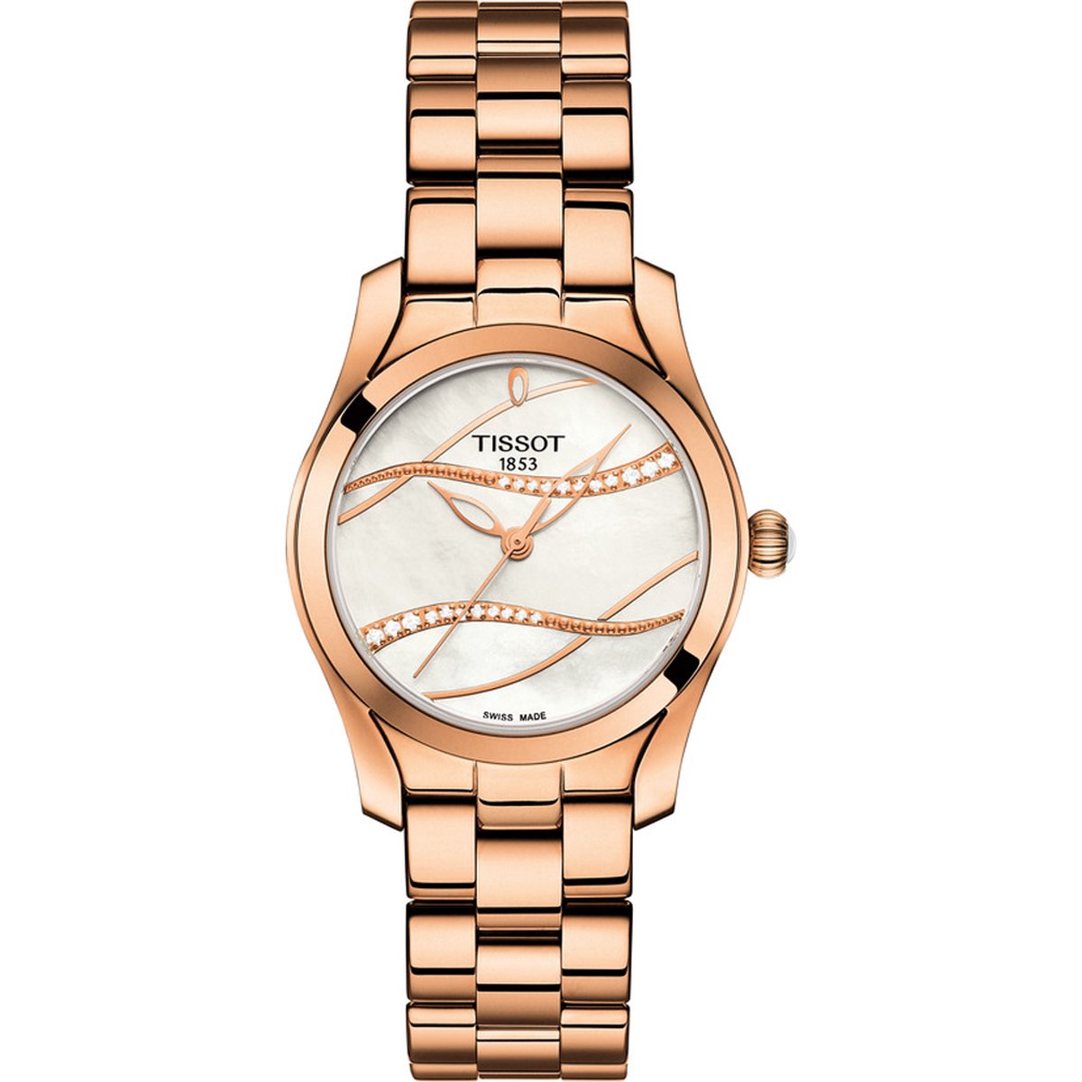 Tissot T-Wave T1122103311100 Horloge - Staal - Rosékleurig - Ø 30 mm